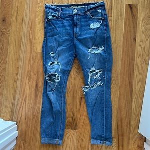 Express ankle legging high rise distressed jeans
